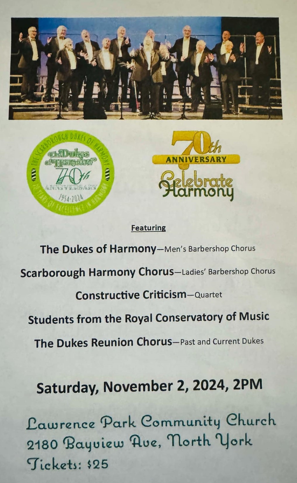 Dukes of Harmony 70th Anniversary Fall Show Poster #1
